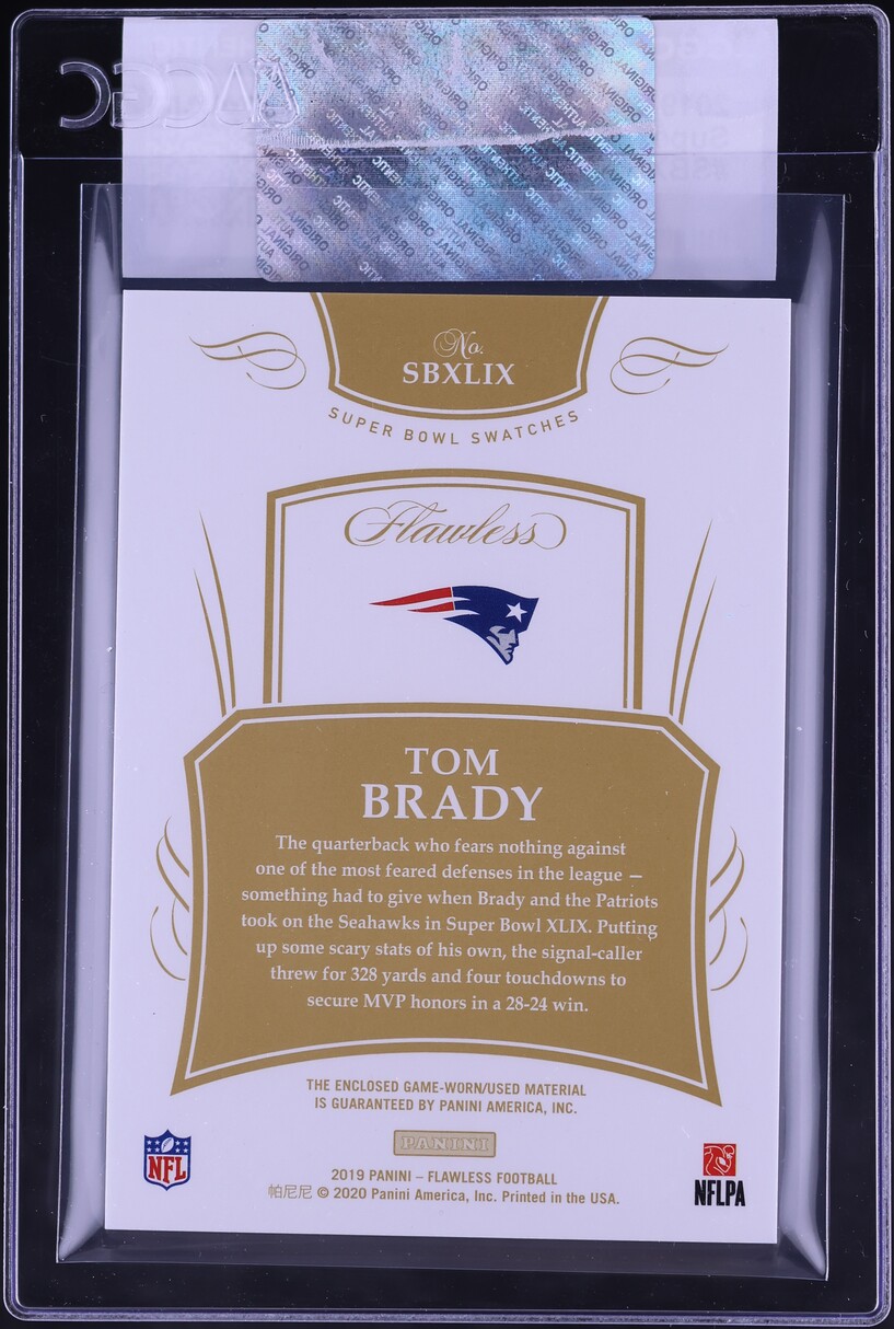 2019 Panini Flawless Super Bowl Swatches Tom Brady PATCH /25 #SBXLIX CGC AUTH - Photo 2