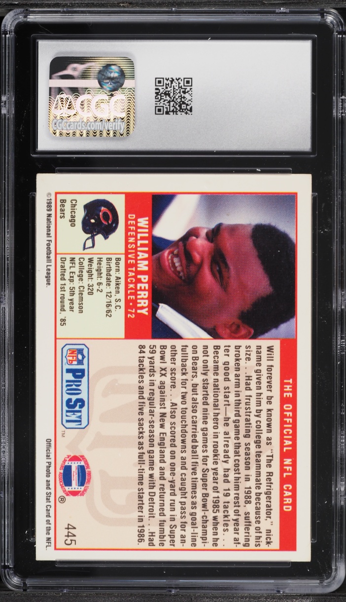 1989 Pro Set William Perry #445 CGC 5 EX