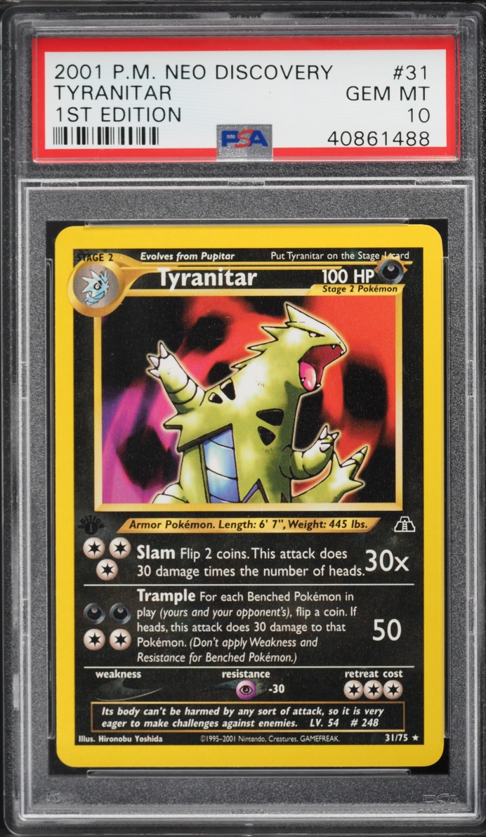 2001 Pokemon Neo Discovery 1st Edition Tyranitar #31 PSA 10 GEM MINT