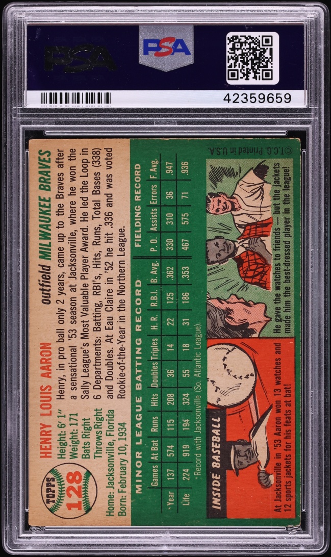 1954 Topps Hank Aaron ROOKIE #128 PSA 5 EX