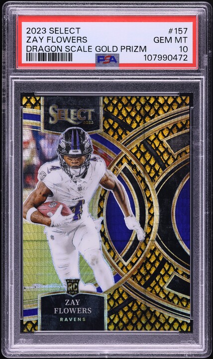 2023 Panini Prizm Forest Camo Zay Flowers ROOKIE /15 #307 PSA 10