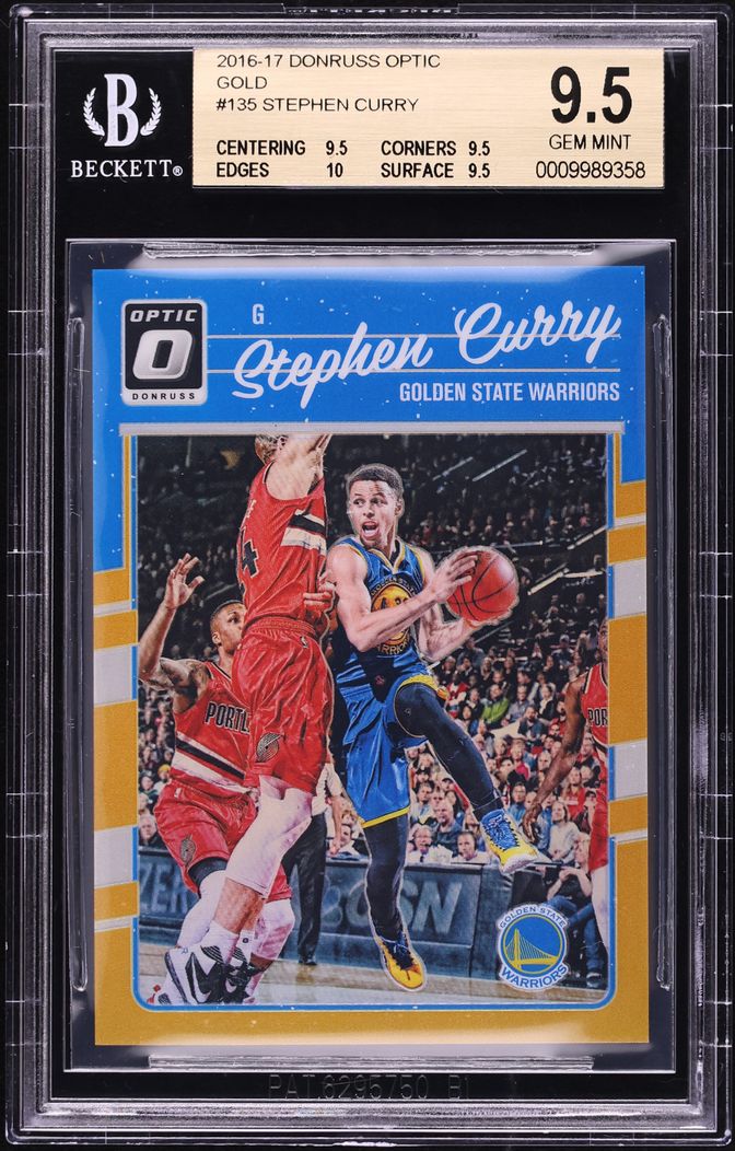 2016 Donruss Optic Gold Stephen Curry /10 #135 BGS 9.5 GEM MINT - Photo 1