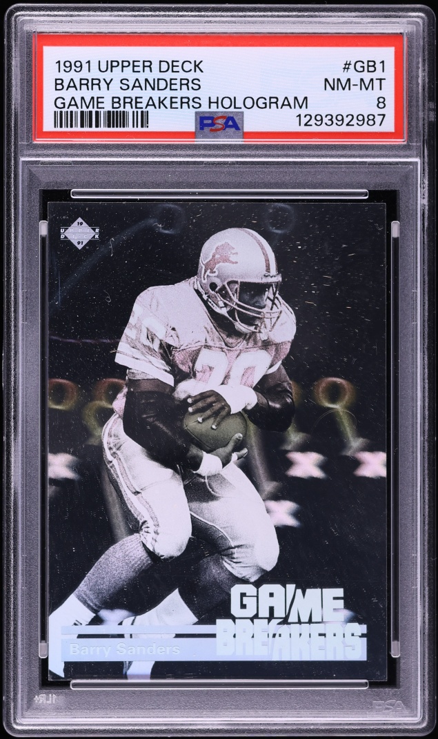 1991 Upper Deck Game Breakers Hologram Barry Sanders #GB1 PSA 8 NM-MT
