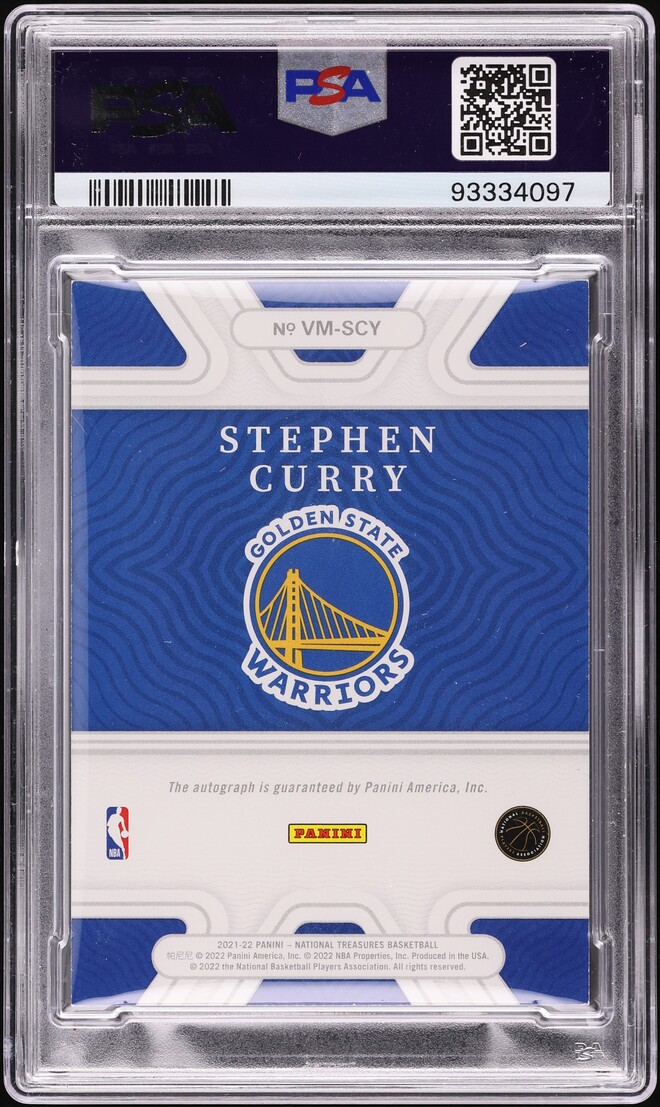 2021 National Treasures Validating Marks Stephen Curry AUTO /49 #VM-SCY PSA 8