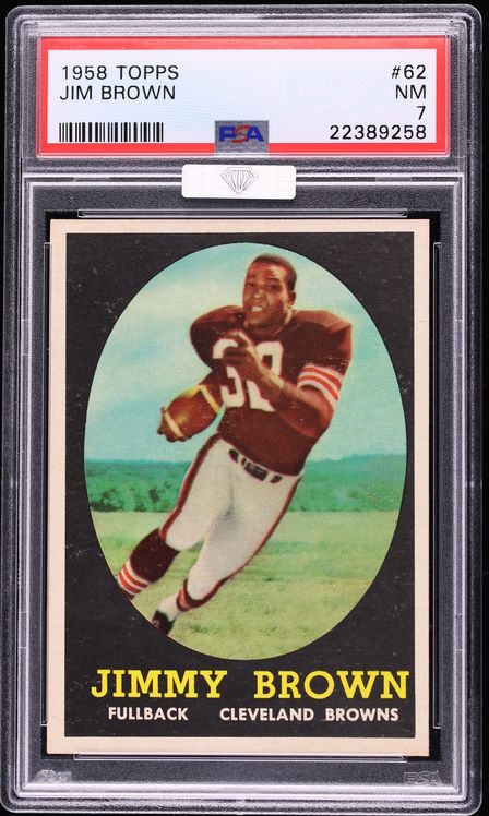 1958 Topps Football Jim Brown ROOKIE #62 MBA PSA 7 NRMT