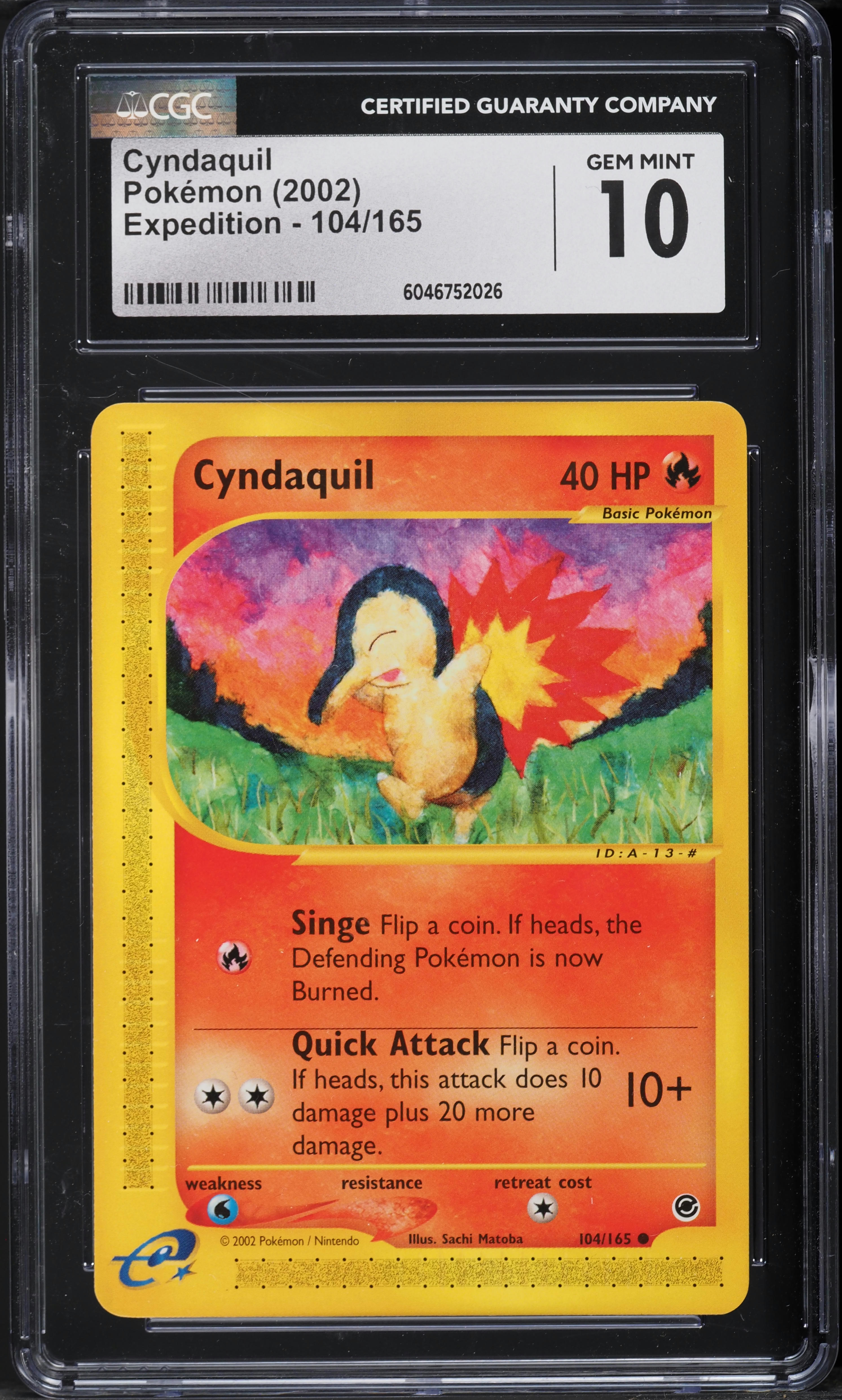2002 Pokemon Expedition Cyndaquil #104 CGC 10 GEM MINT