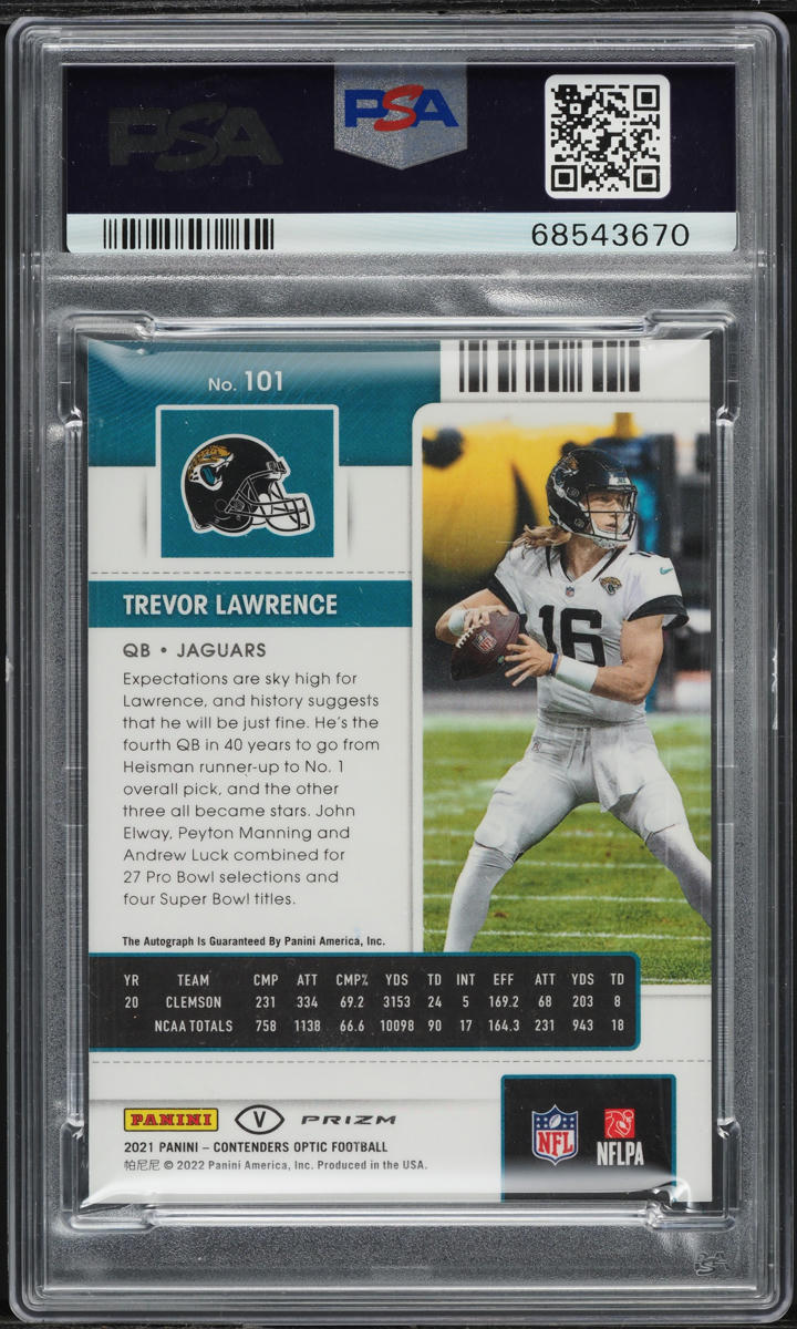 2021 Panini Contenders Optic Variation Silver Trevor Lawrence ROOKIE AUTO #101 PSA 9 MINT