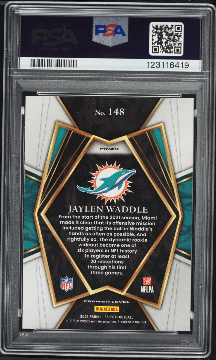 2021 Select Premier Level Silver Prizm Jaylen Waddle ROOKIE #148 PSA 10 GEM MINT