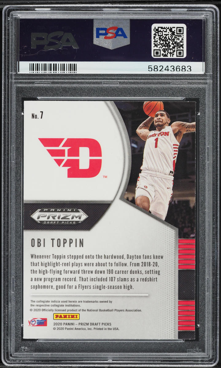 2020 Panini Prizm Draft Picks Obi Toppin ROOKIE #7 PSA 9 MINT