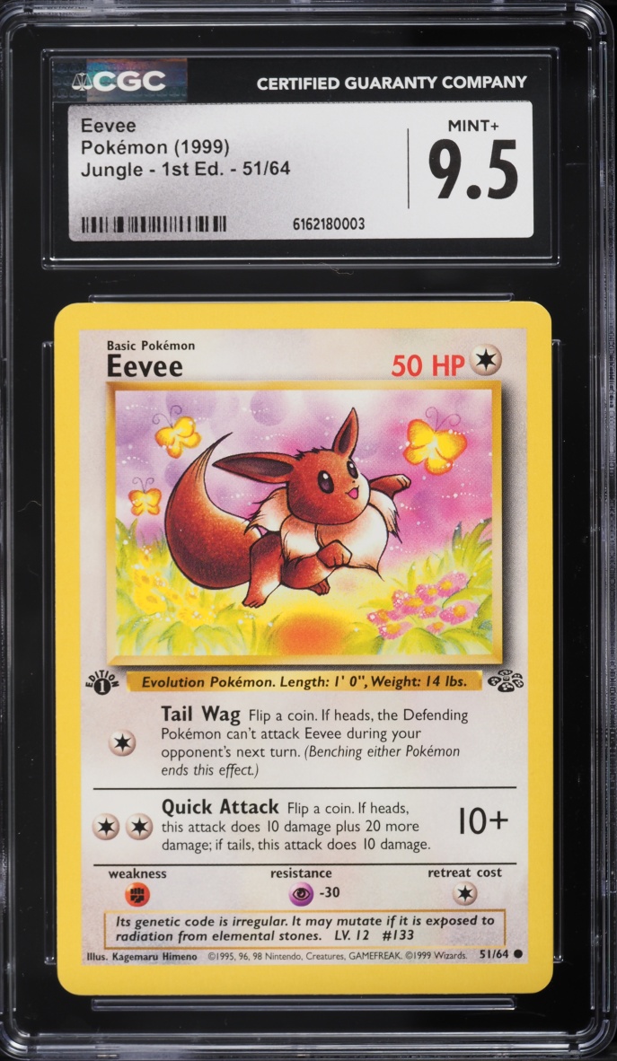 1999 Pokemon Jungle 1st Edition Eevee #51 CGC 9.5 MINT+