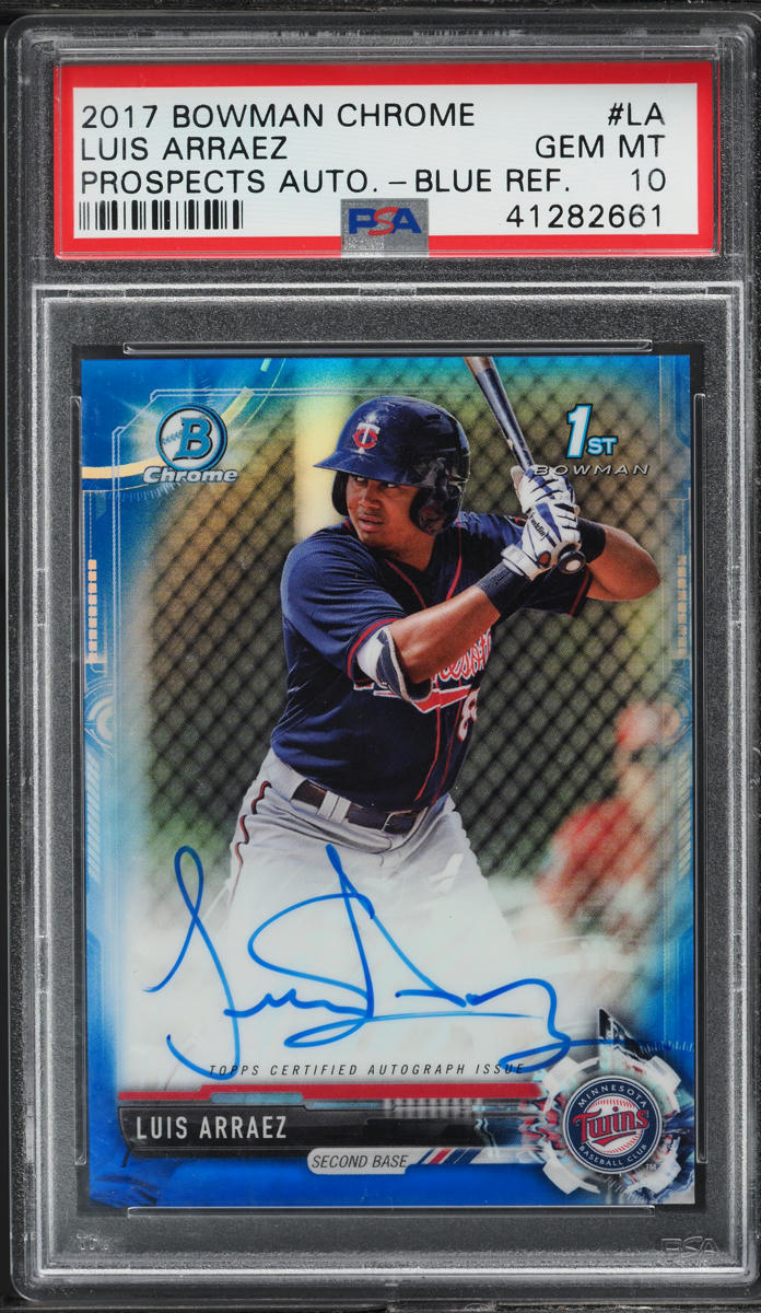 2017 Bowman Chrome Blue Refractor Luis Arraez PROSPECT AUTO /150 #CPA-LA PSA 10
