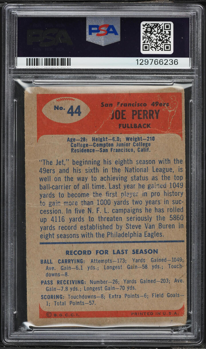 1955 Bowman Football Joe Perry #44 PSA 1 PR