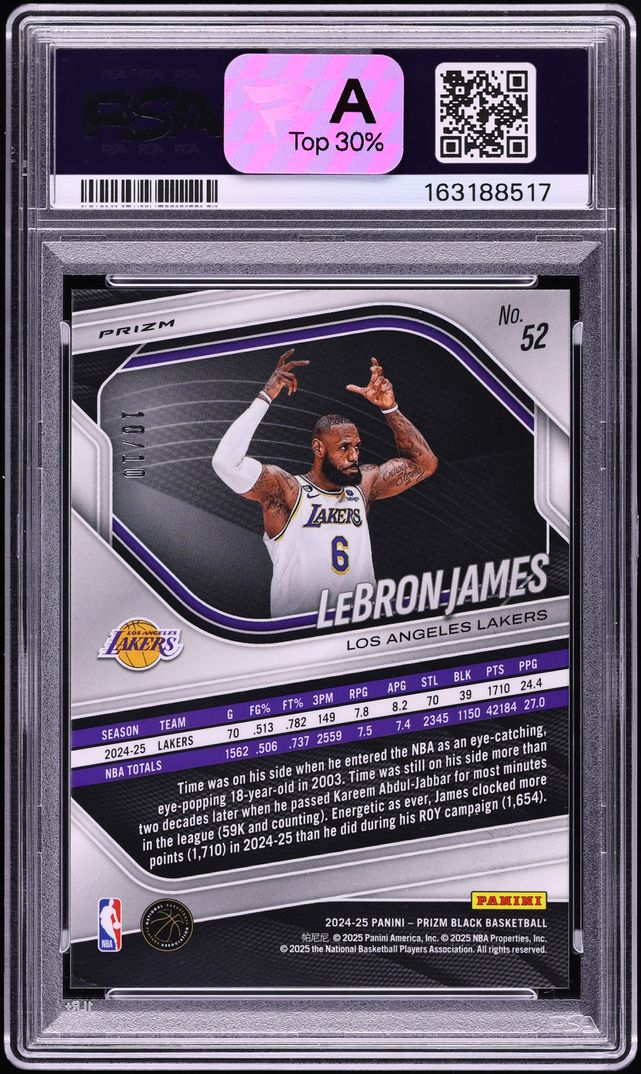 2024 Panini Prizm Black Gold LeBron James 10/10 #52 PSA 9 MINT