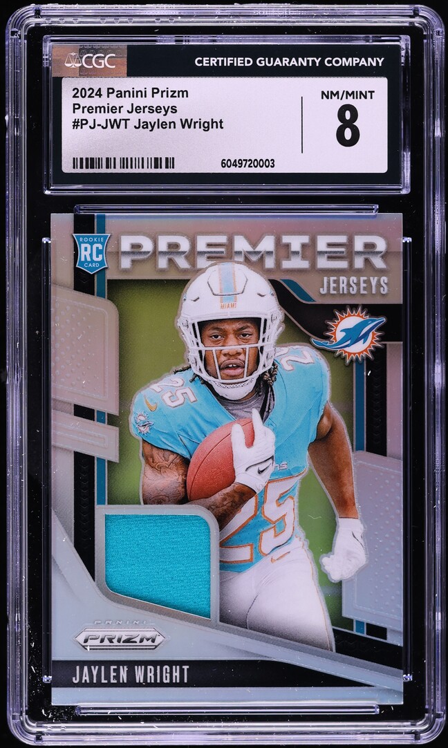 2024 Panini Prizm Premier Jaylen Wright ROOKIE PATCH #PJ-JWT CGC 8 NM-MT
