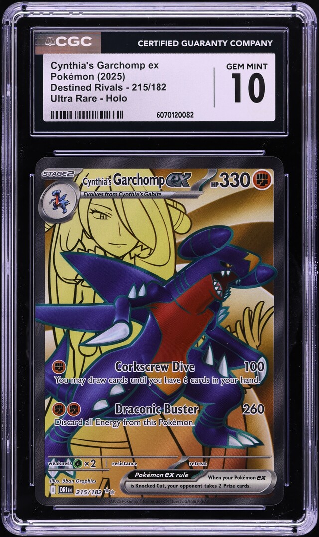 2025 Pokemon SV Destined Rivals Full Art Cynthia's Garchomp ex #215 CGC 10 GEM