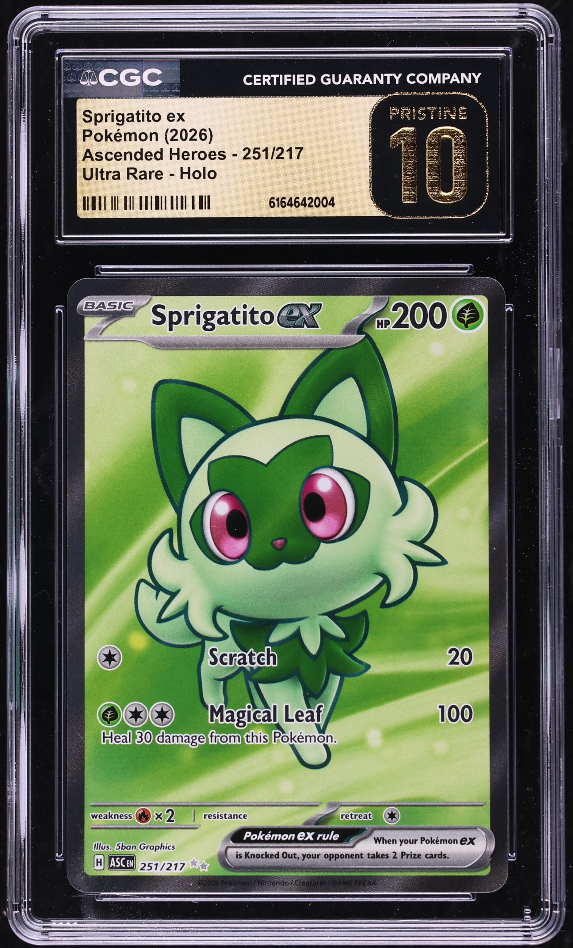 2026 Pokemon Mega Evolution Ascended Heroes Full Art Sprigatito Ex #251 CGC 10 PRISTINE