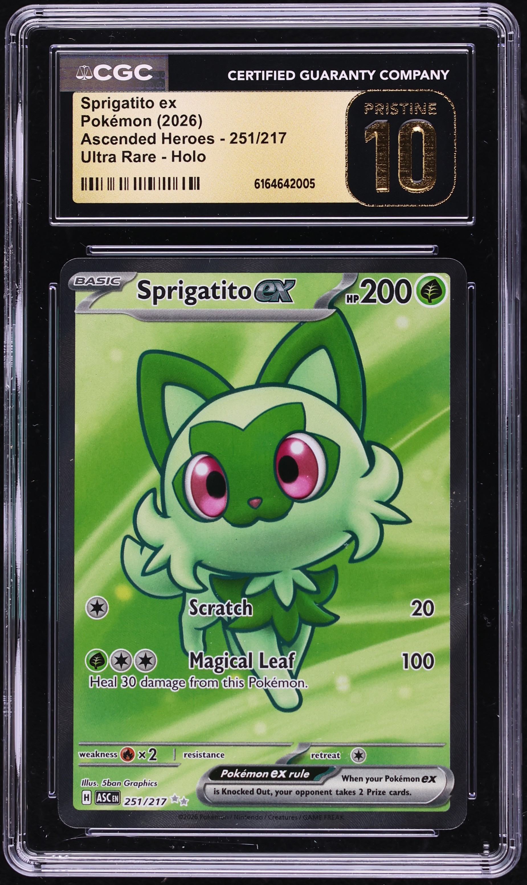 2026 Pokemon Mega Evolution Ascended Heroes Full Art Sprigatito Ex #251 CGC 10 PRISTINE