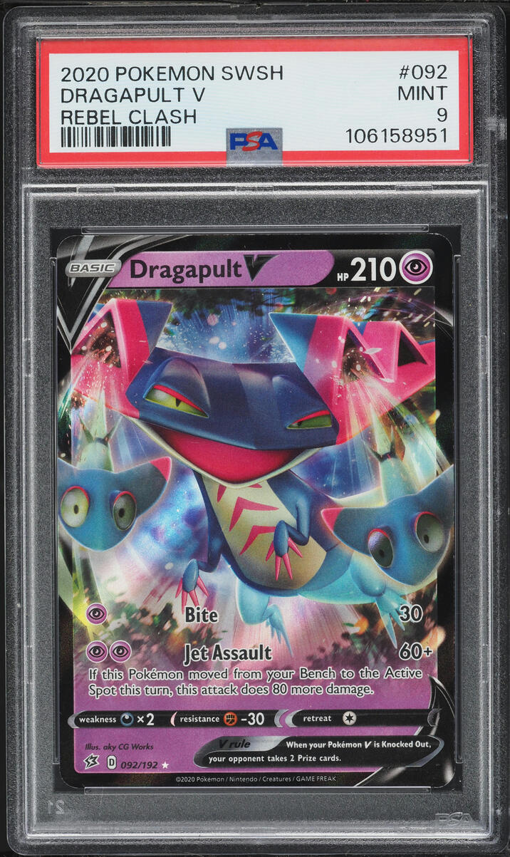 2020 Pokemon Sword & Shield Rebel Clash Dragapult V #92 PSA 9 MINT