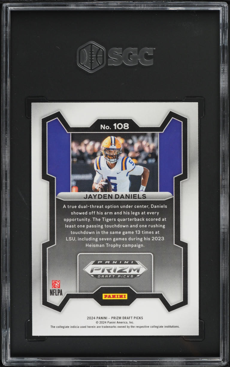 2024 Panini Prizm Draft Picks Jayden Daniels ROOKIE #108 SGC 9.5 MINT+