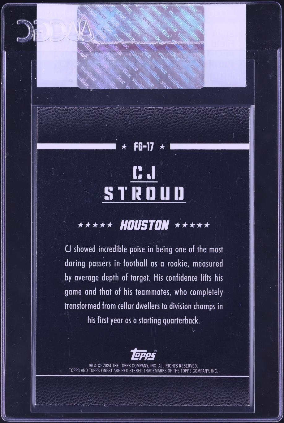 2024 Finest Field Generals Purple Refractor C.J. Stroud /125 #FG-17 CGC AUTH