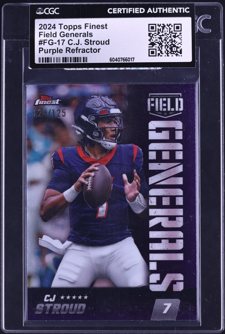 2024 Finest Field Generals Purple Refractor C.J. Stroud /125 #FG-17 CGC AUTH