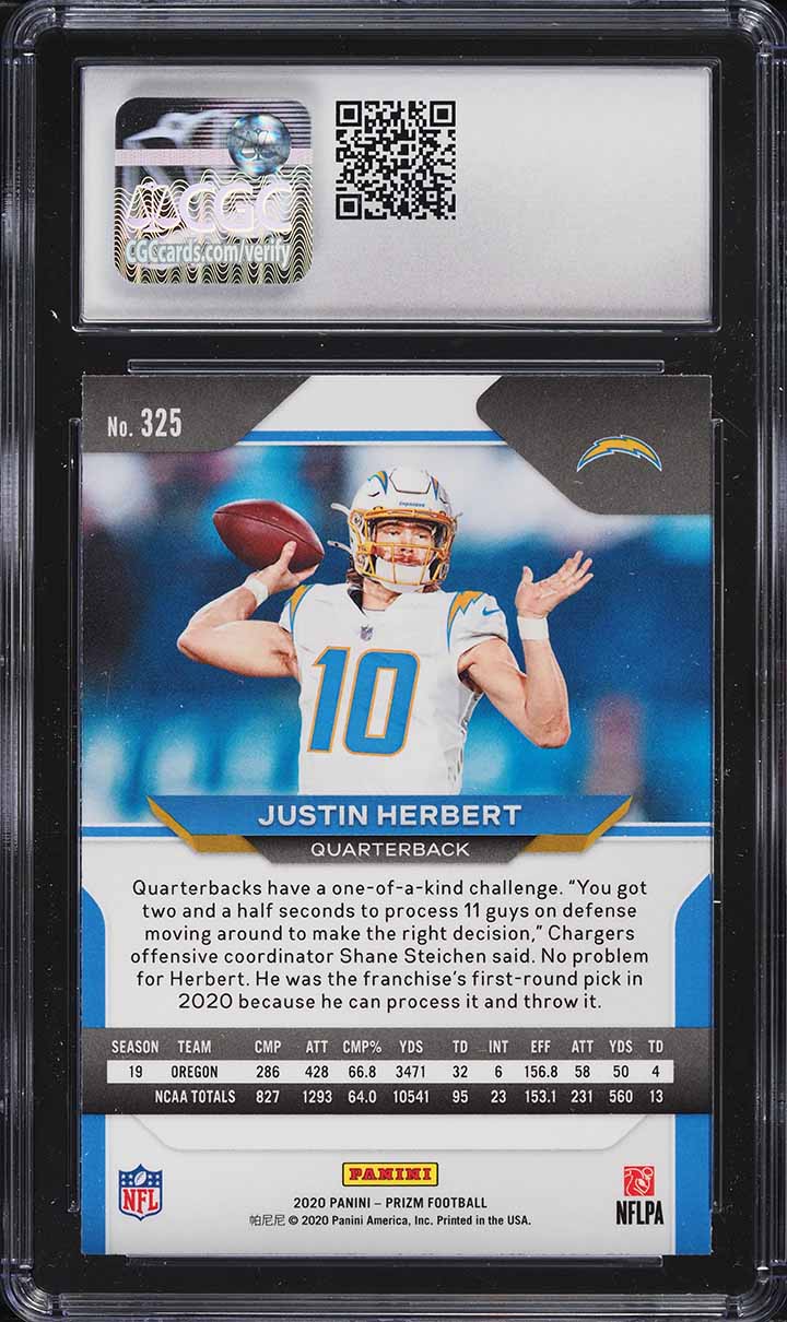 2020 Panini Prizm Justin Herbert ROOKIE #325 CGC 9.5 MINT+