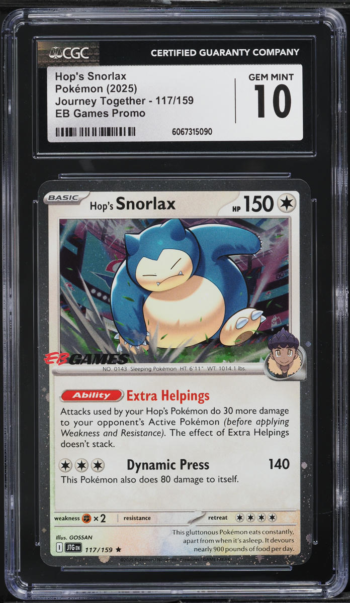 2025 Pokemon SV Journey Together EB Games Promo Hop's Snorlax #117 CGC 10 GEM