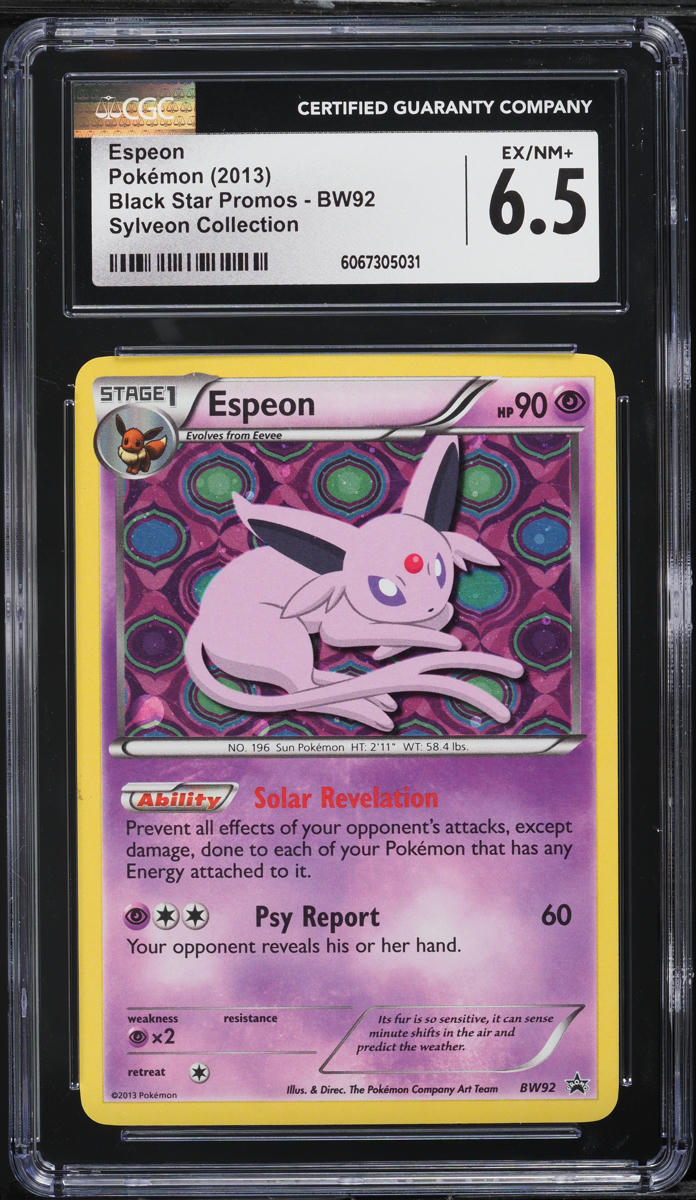 2013 Pokemon Black & White Black Star Promo Espeon #BW92 CGC 6.5 EXMT+