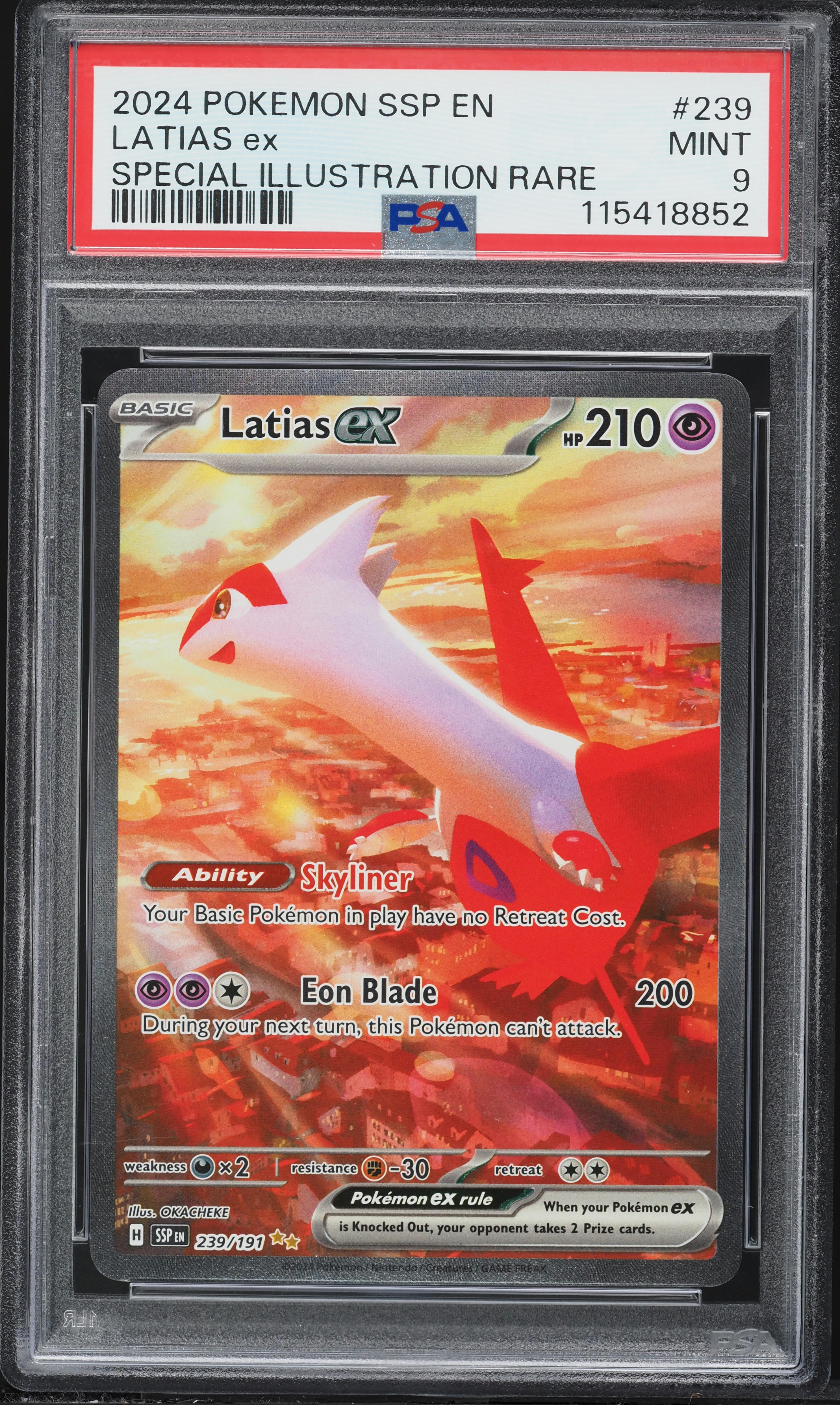2024 Pokemon Scarlet & Violet Surging Sparks SIR Latias Ex #239 PSA 9 MINT