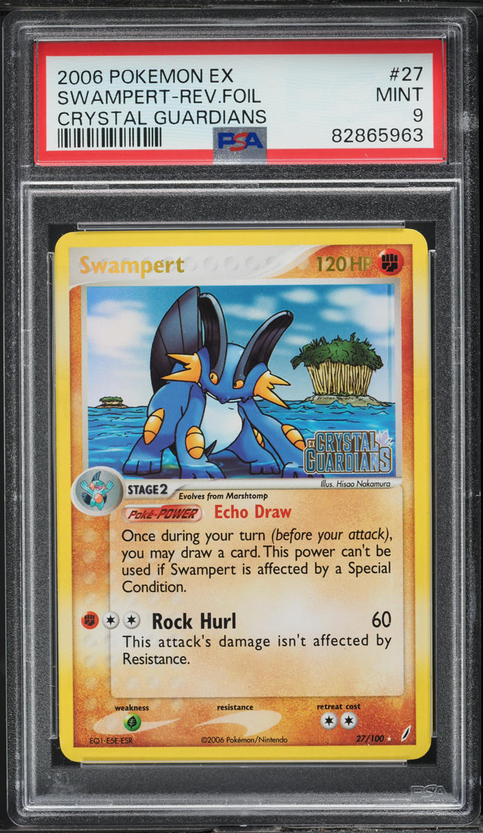 2006 Pokemon EX Crystal Guardians Reverse Holo Swampert #27 PSA 9 MINT