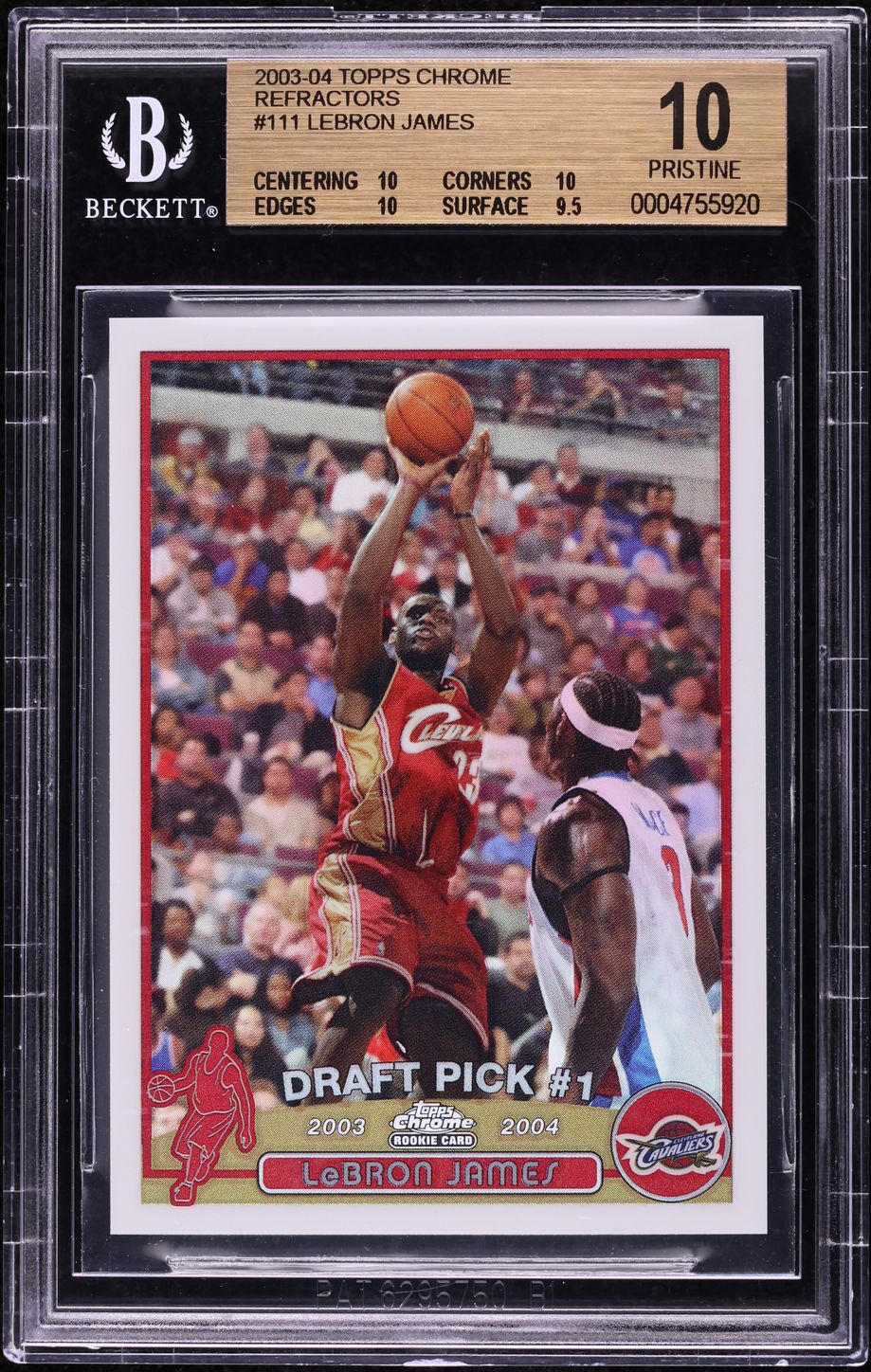 2003 Topps Chrome Refractor LeBron James ROOKIE #111 BGS 10 PRISTINE