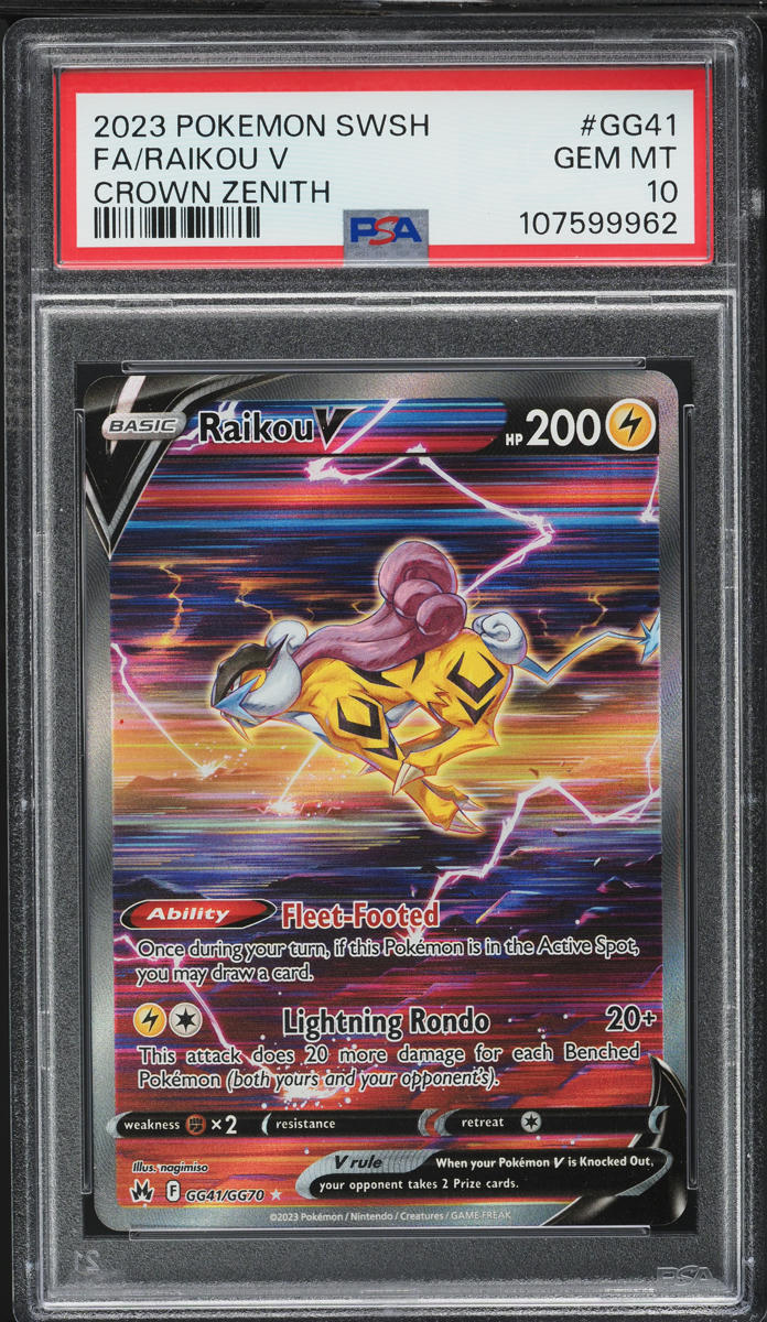 2023 Pokemon Sword & Shield Crown Zenith Full Art Raikou V #GG41 PSA 10 GEM MINT
