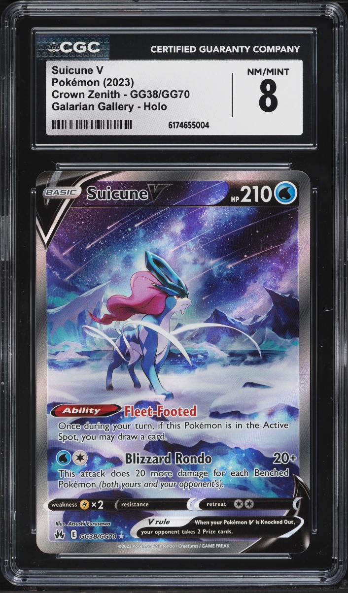 2023 Pokemon Sword & Shield Crown Zenith Alt Art Suicune V #GG38 CGC 8 NM-MT