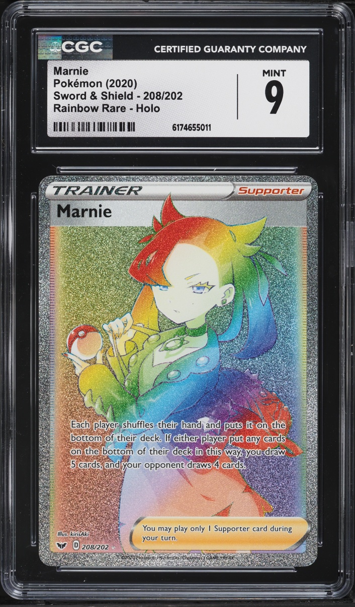 2020 Pokemon Sword & Shield Rainbow Rare Marnie #208 CGC 9 MINT