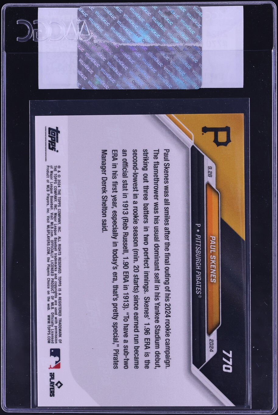 2024 Topps Now Paul Skenes ROOKIE #770 CGC AUTH