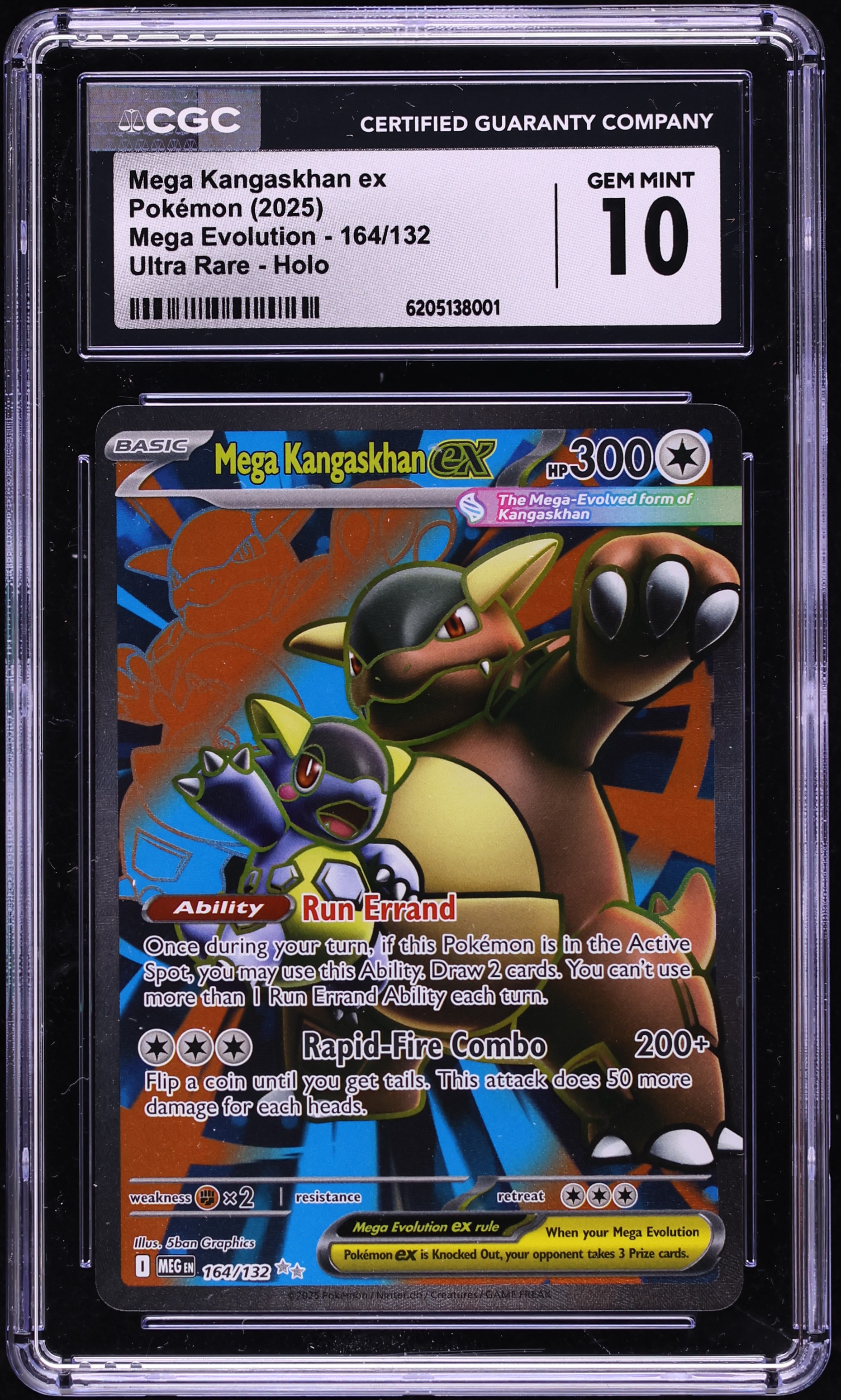 2025 Pokemon Mega Evolution Full Art Mega Kangaskhan Ex #164 CGC 10 GEM MINT