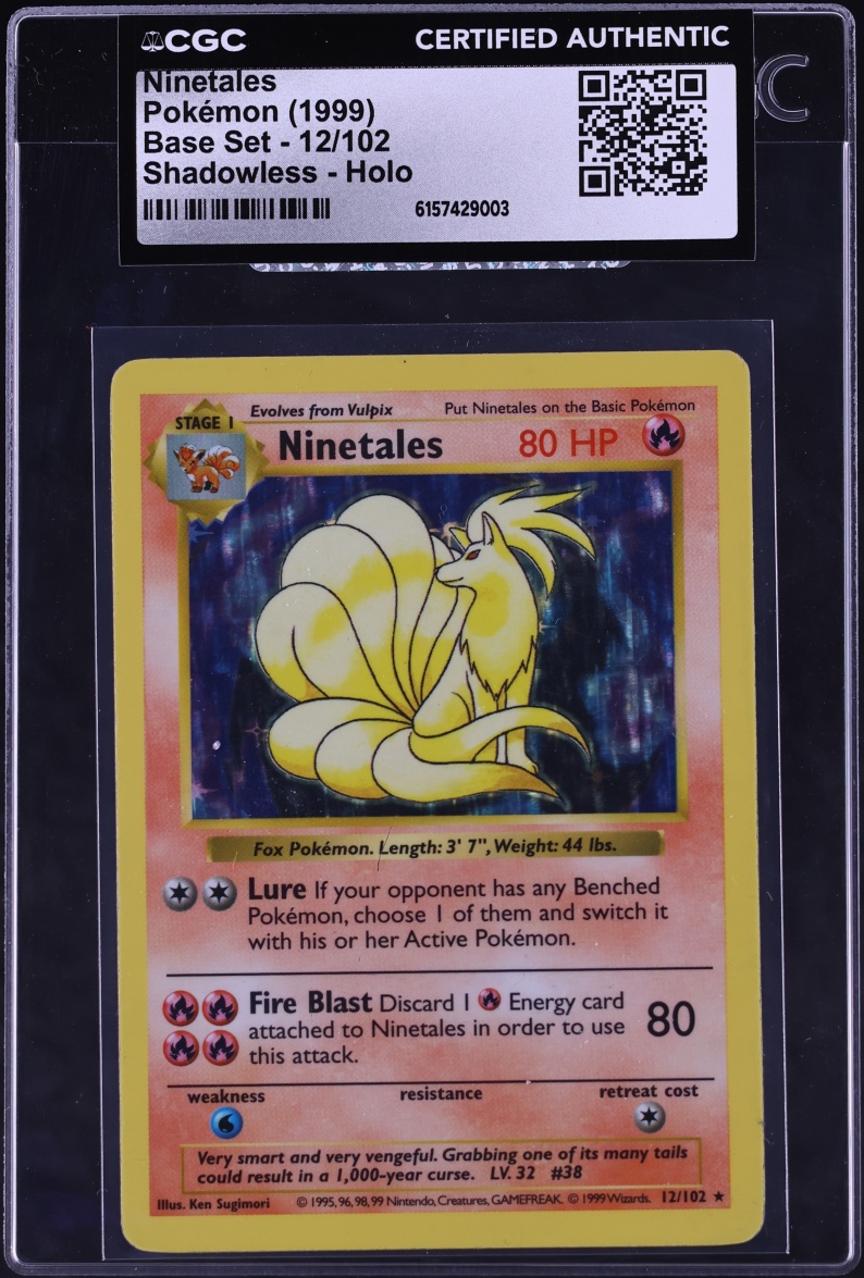 1999 Pokemon Base Set Shadowless Holo Ninetales #12 CGC AUTH