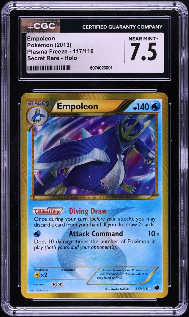 2013 Pokemon BW Plasma Freeze Secret Rare Holo Empoleon #117 CGC 7.5 NRMT+