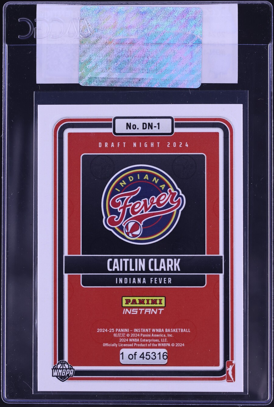 2024 Panini Instant WNBA Draft Night Caitlin Clark ROOKIE #DN-1 CGC AUTH