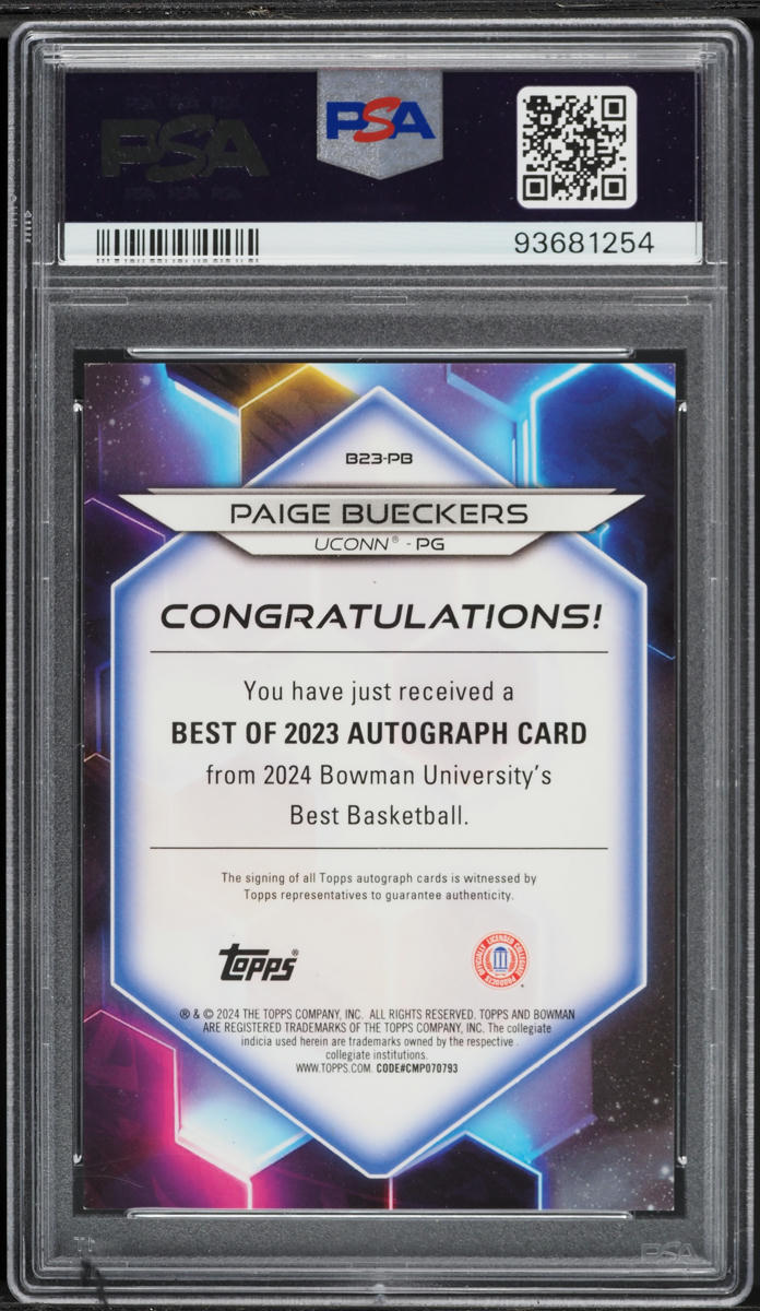 2023 Bowman University Best Of '23 Red Lava Refractor Paige Bueckers ROOKIE 5/5 #B23PB PSA 9 - Photo 2