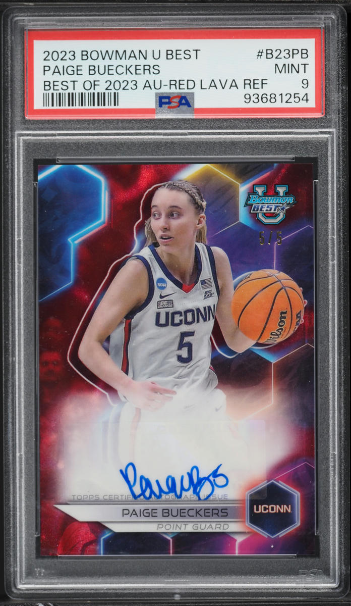 2023 Bowman University Best Of '23 Red Lava Refractor Paige Bueckers ROOKIE 5/5 #B23PB PSA 9 - Photo 1