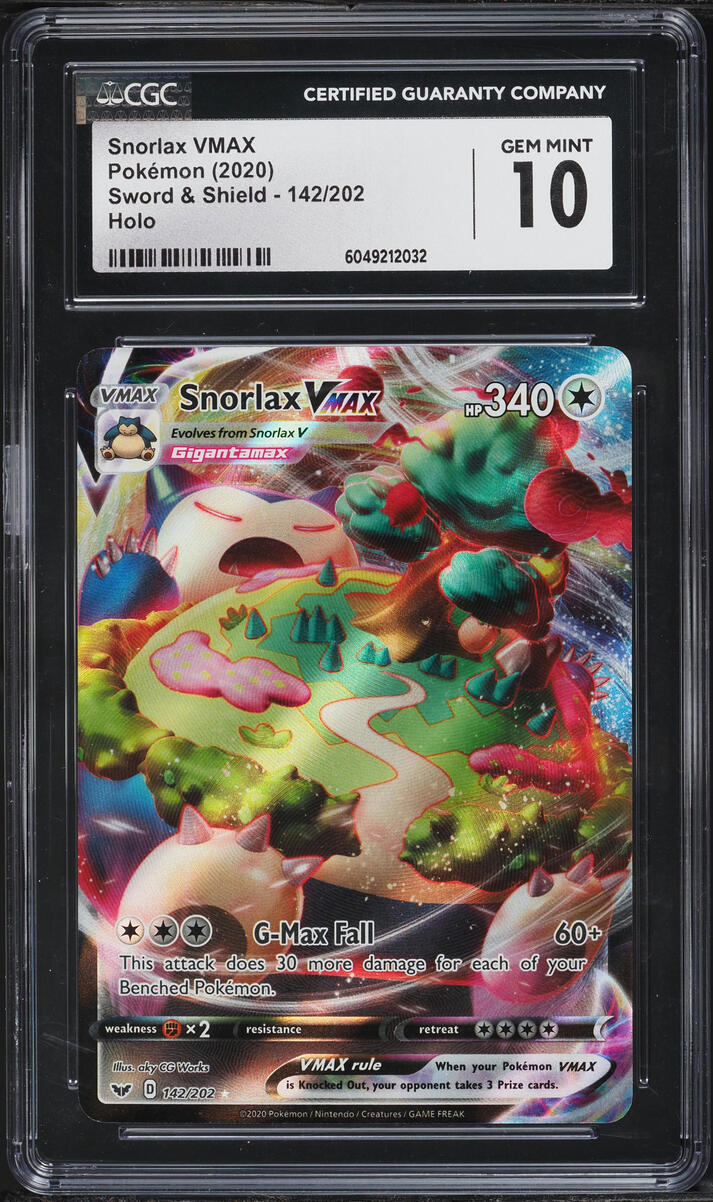 2020 Pokemon Sword & Shield Full Art Snorlax VMAX #142 CGC 10 GEM MINT