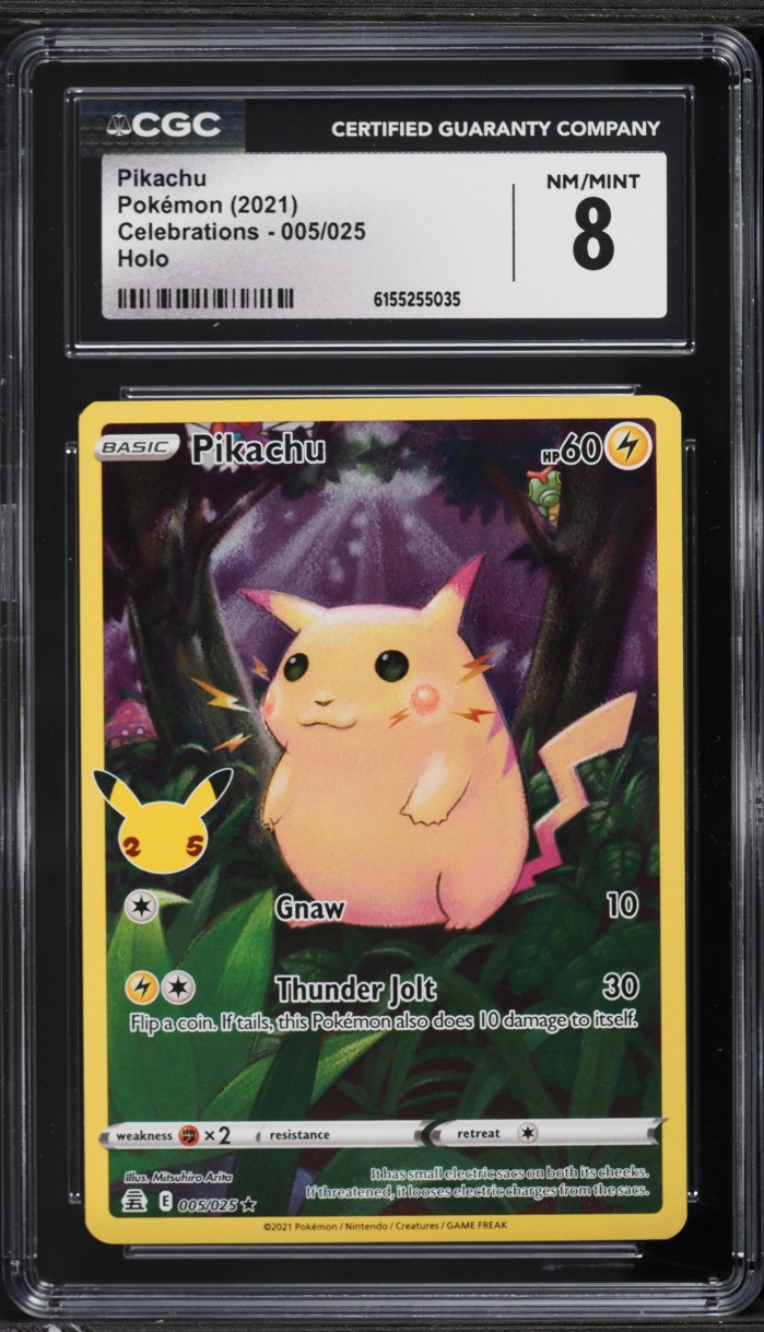 2021 Pokemon Sword & Shield Celebrations Full Art Pikachu #5 CGC 8 NM-MT