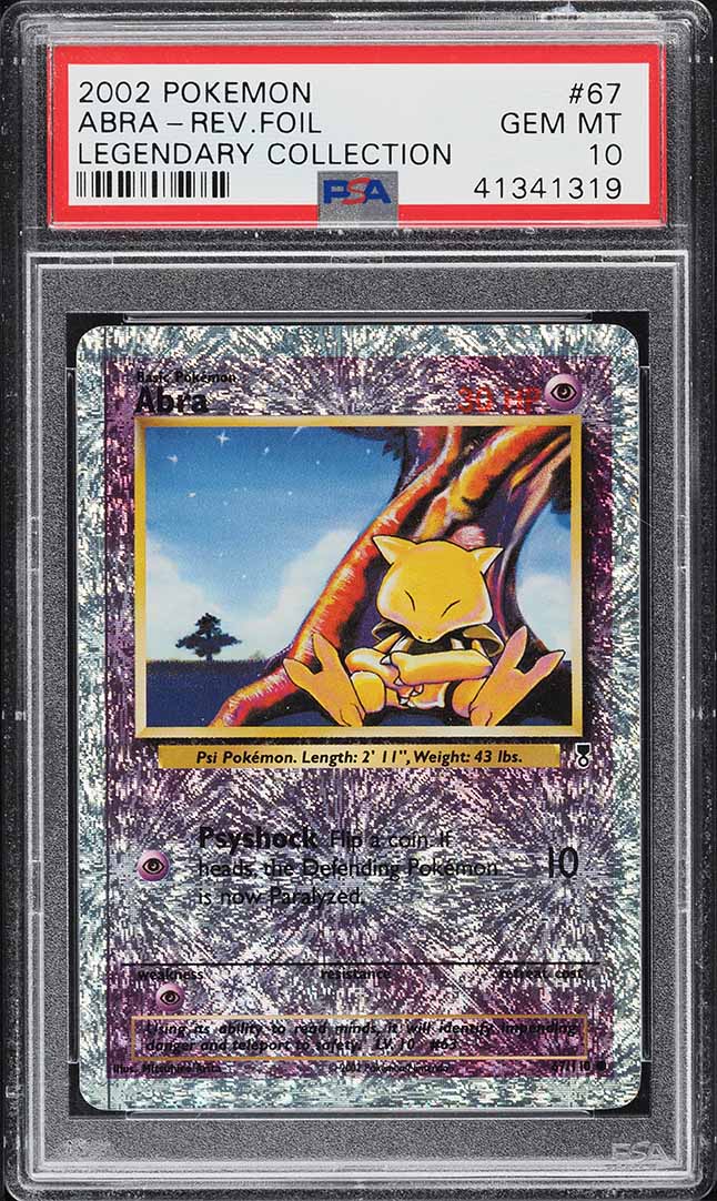 2002 Pokemon Legendary Collection Reverse Holo Abra #67 PSA 10 GEM MINT