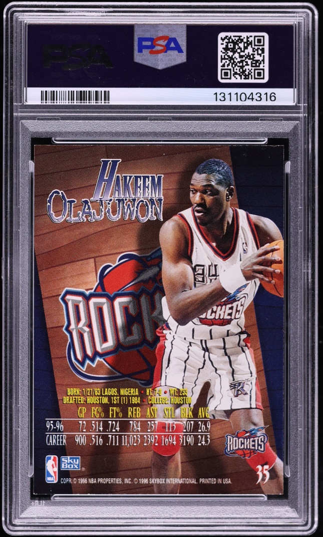 1996 Skybox Z-Force Hakeem Olajuwon #35 PSA 8 NM-MT