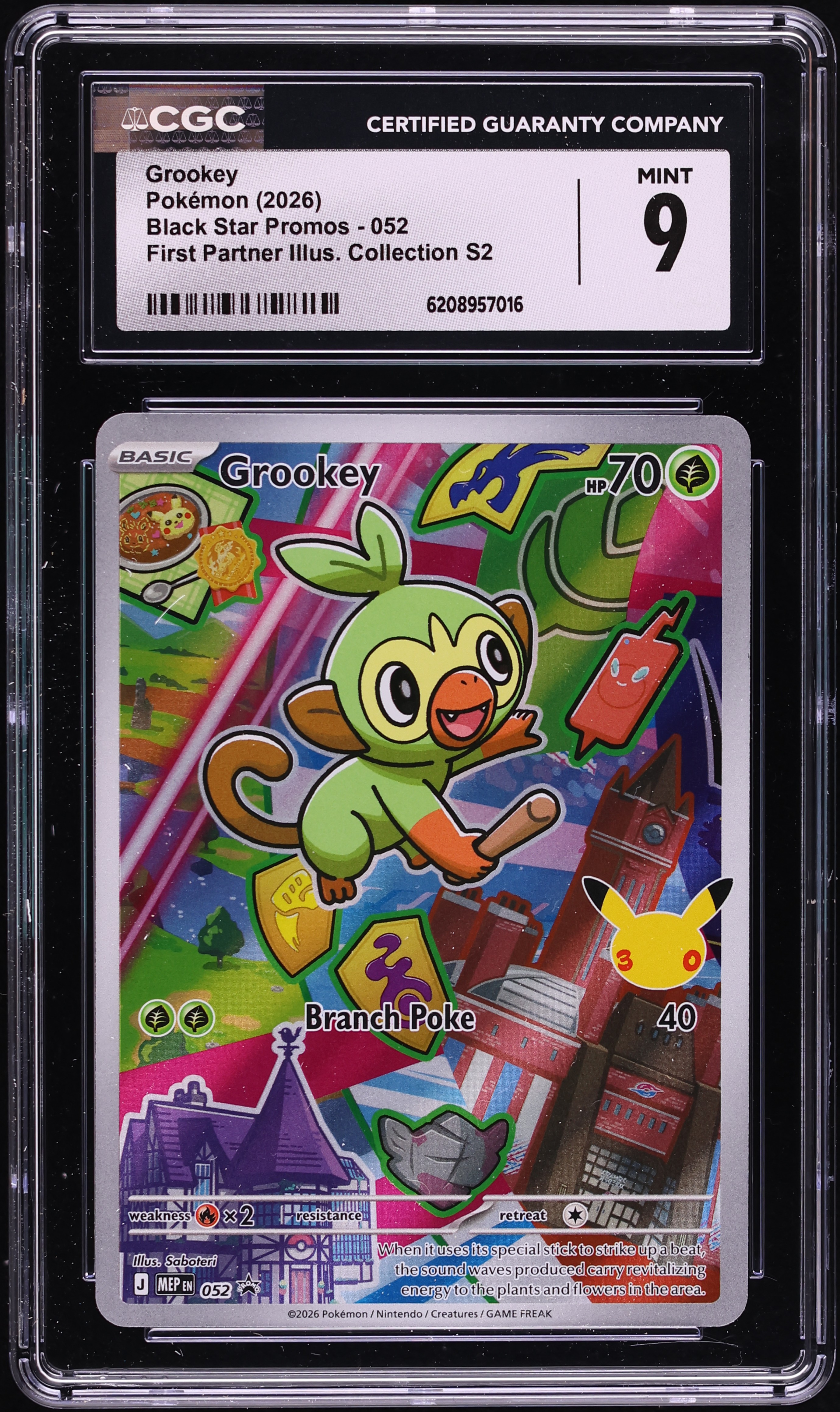 2026 Pokemon Mega Promo First Partner Illustration S2 Full Art Grookey #52 CGC 9 MINT