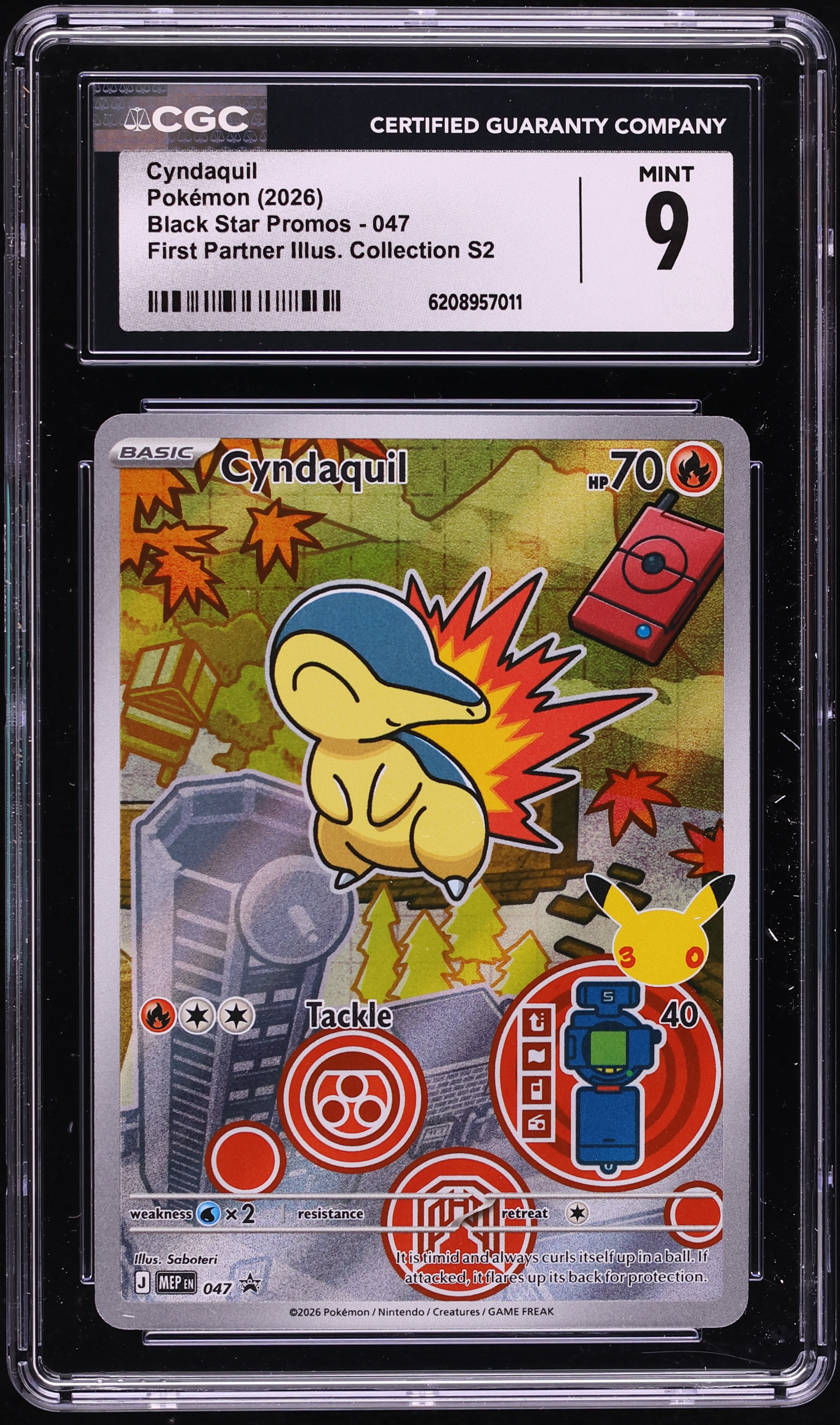2026 Pokemon Mega Promo First Partner Illustration S2 Full Art Cyndaquil #47 CGC 9 MINT