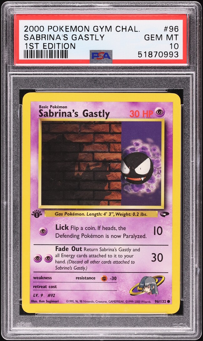 2000 Pokemon Gym Challenge 1st Edition Sabrina's Gastly #96 PSA 10 GEM MINT