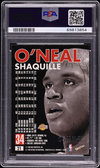 1998 Skybox Premium Star Rubies Shaquille O'Neal /50 #21 PSA 7 NRMT