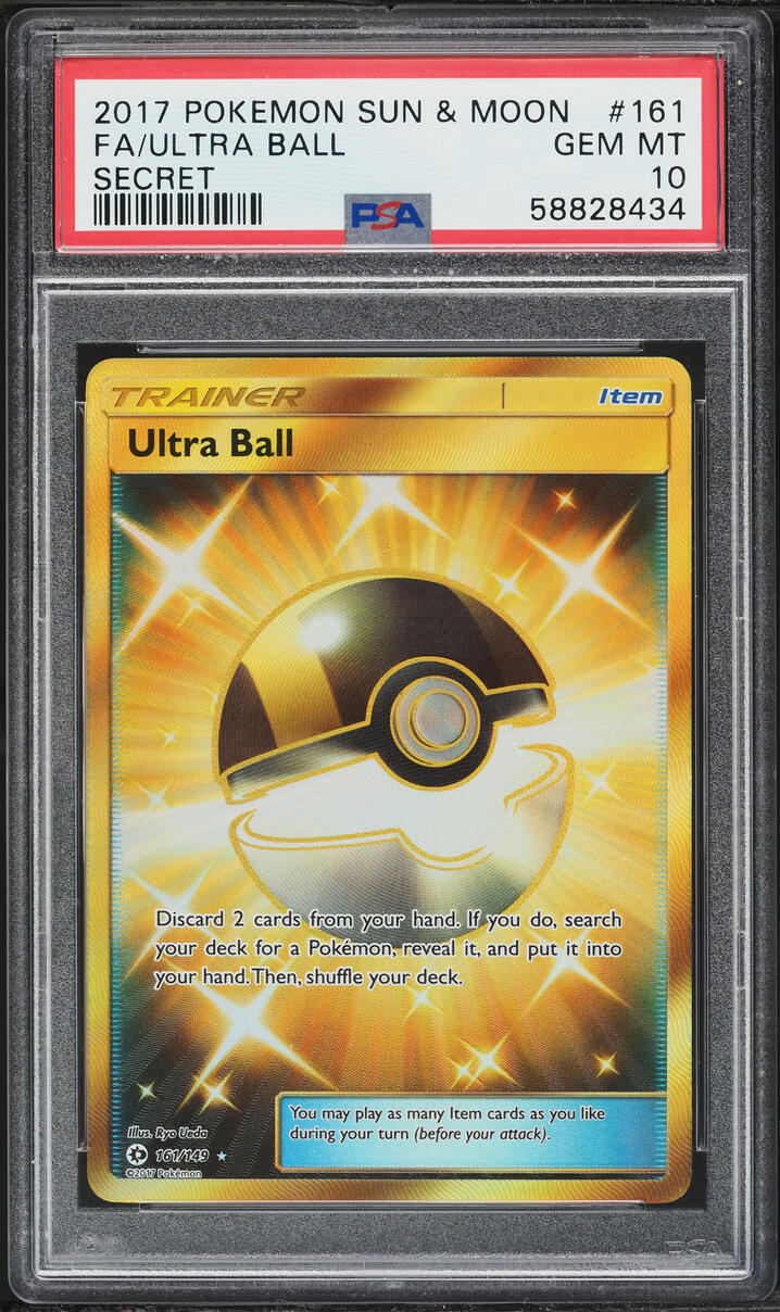 2017 Pokemon Sun & Moon Full Art Ultra Ball #161 PSA 10 GEM MINT